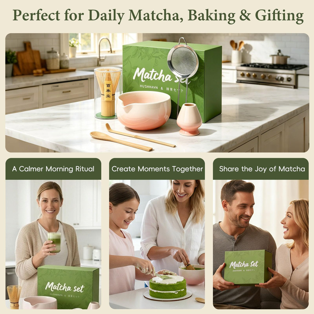 Matcha Whisk Set with Ceramic Bowl & Bamboo Chasen (Gradient Pink)