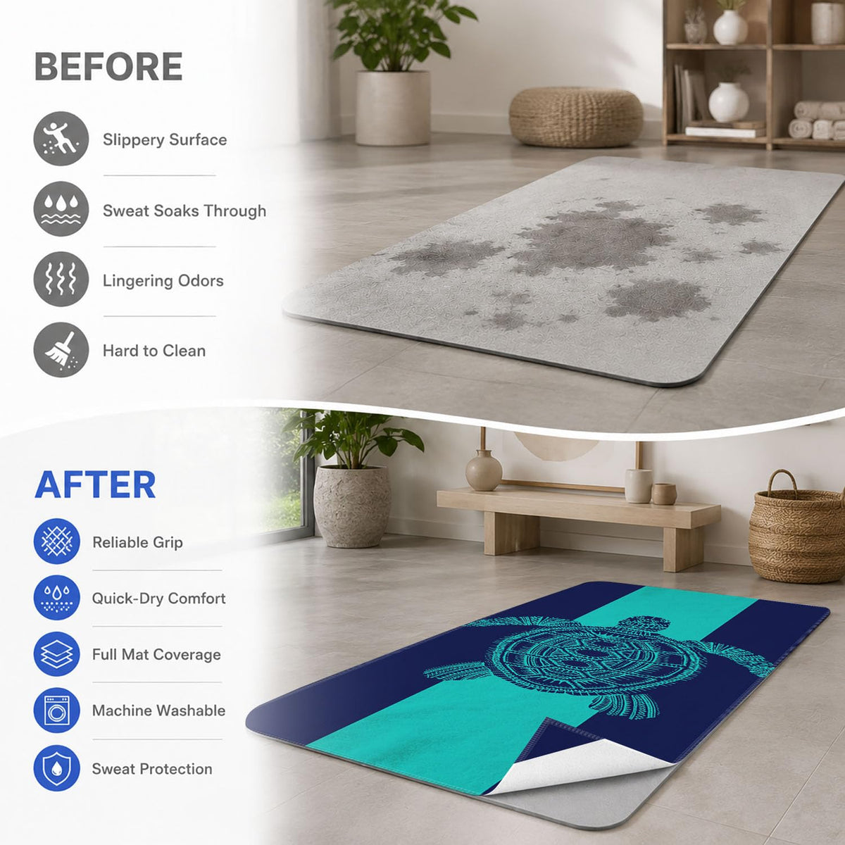 Yoga Mat Towel (Sea Turtle-01 / Large)