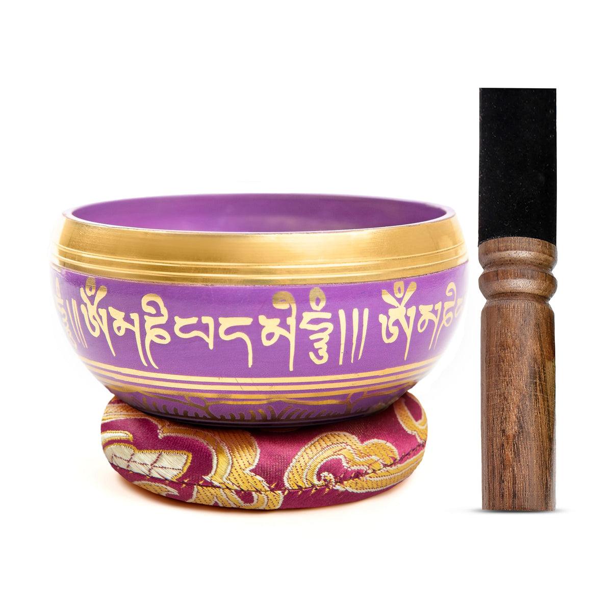 Tibetan Singing Bowl Set Brass (Purple)