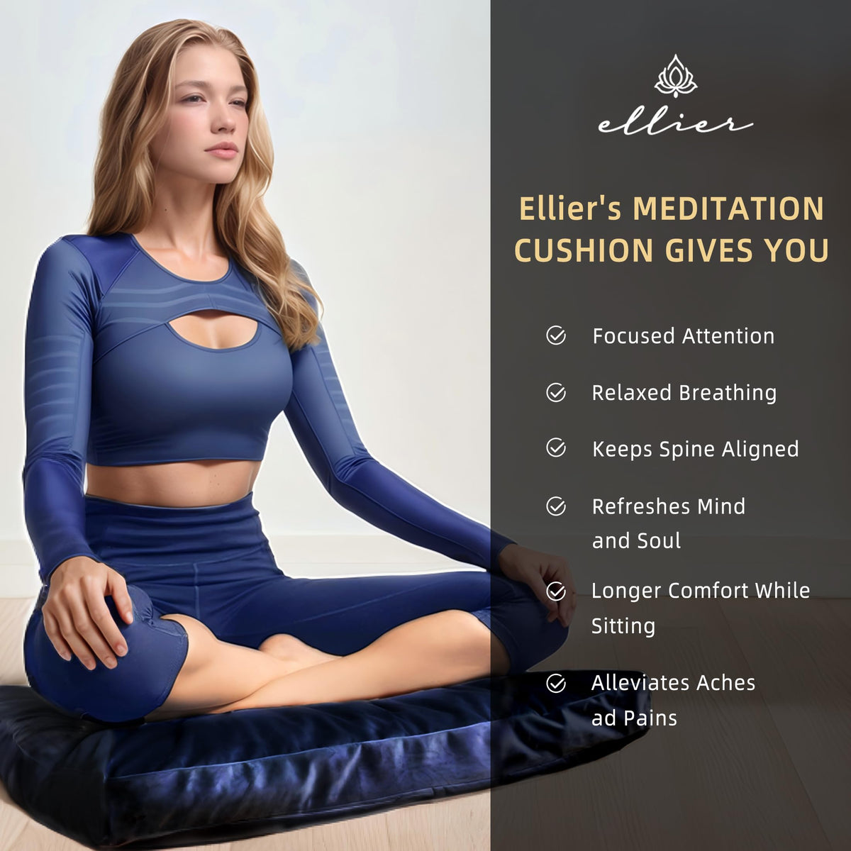 Zafu & Zabuton Meditation Cushion Set (Dark Blue)