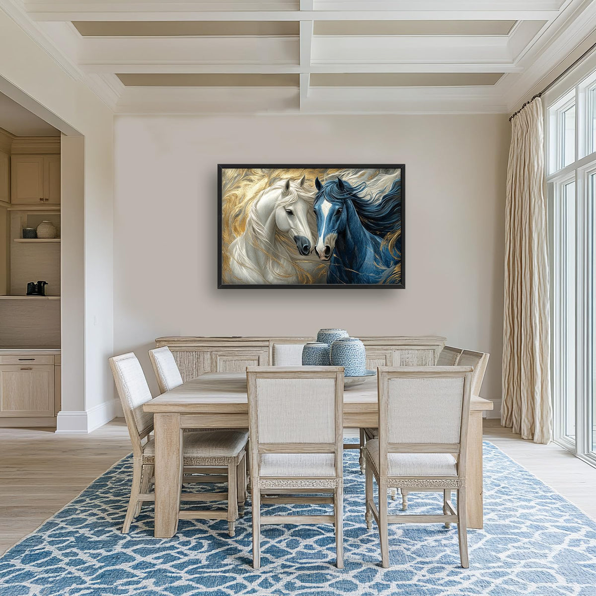 Large Framed Horse Wall Art Abstract Horses Wall Decor 36"x24" (horse / 36"L x 24"W)