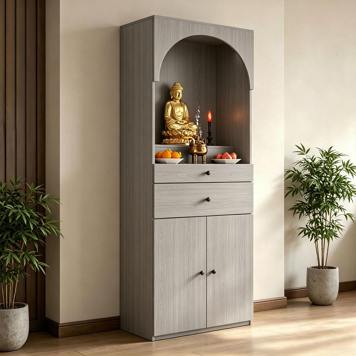 Altar Table Solid Wood (Light Gray Wood Grain / 23.6×15.7×65.4in)