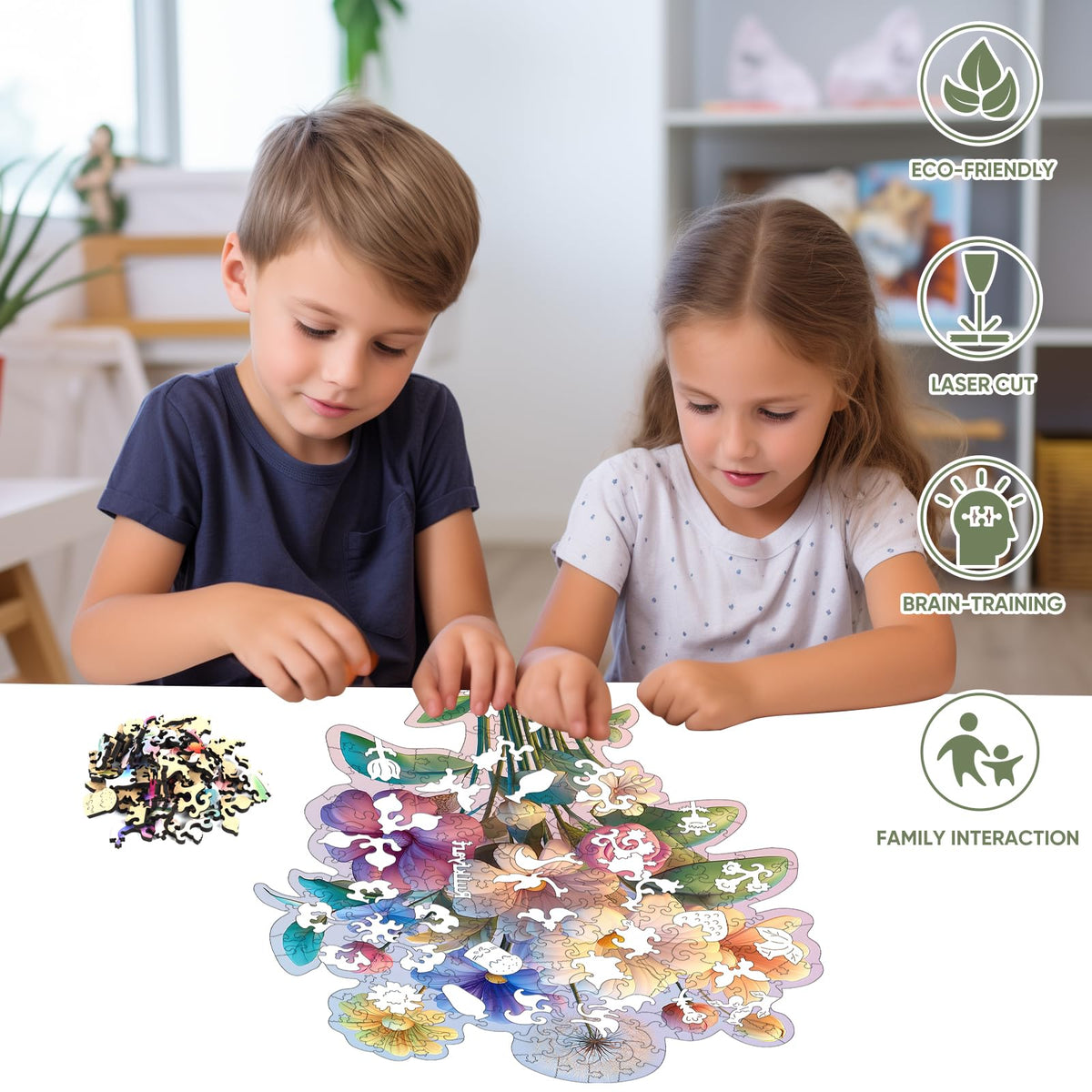 5MM Flower Wooden Puzzle (Flower White / 200 pieces)