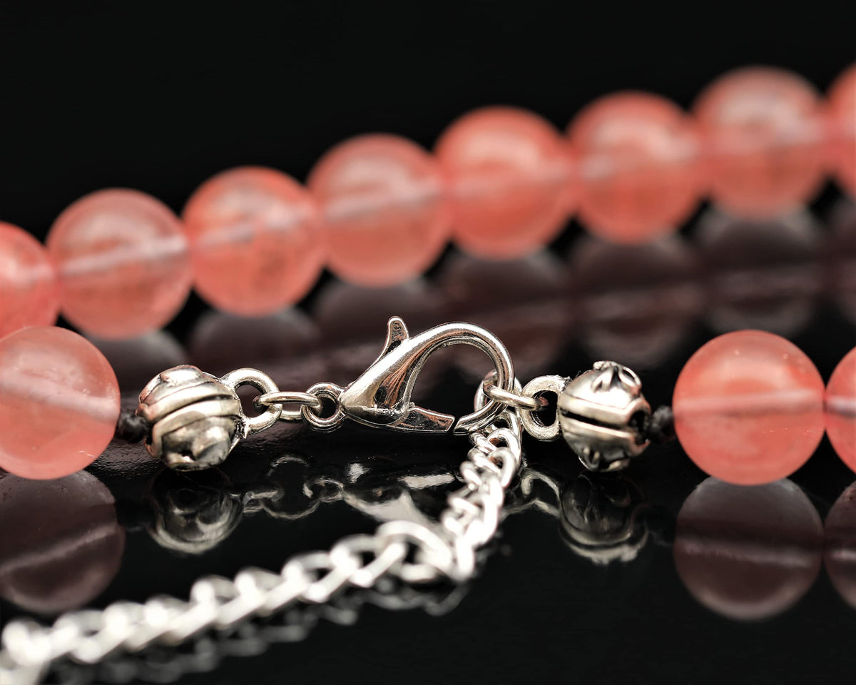 Natural Cherry Quartz Beaded Choker Necklace (Cherry Quartz / 18 Inches)