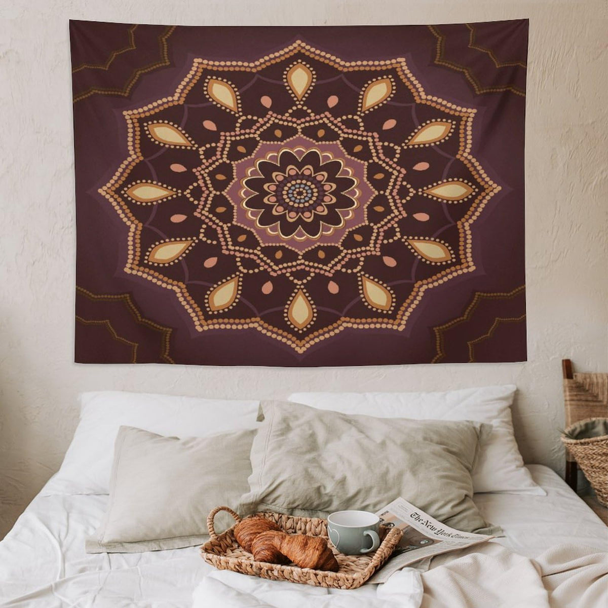 Ornamental Mandala Tapestry Wall Hanging Indian Hippie Bohemian Art Floral Texture Pattern Tapestries Home Decor for Living Room Bedroom Apartment Farmhouse Dorm 60"x80" (60"L x 80"W / Mandala-11)