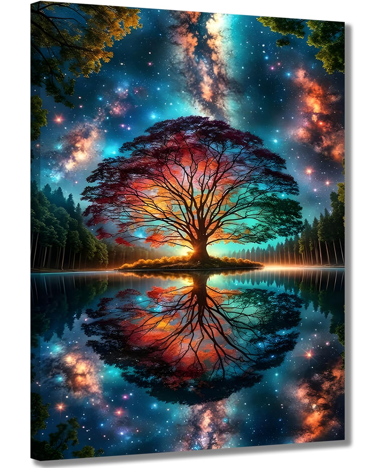 Colorful Tree of Life Canvas Wall Art (shengmingzhishu / 24"L x 16"W)