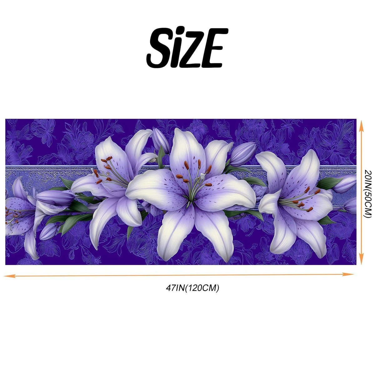 Purple Floral Laundry Room Rug 20x47 Inch (#66)