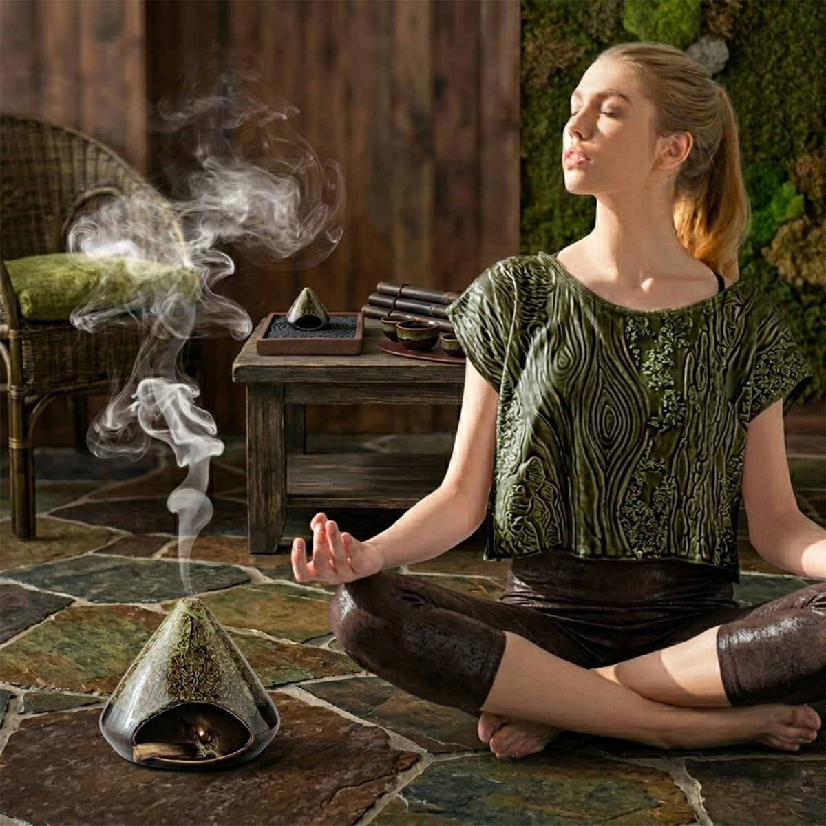 Handcrafted Ceramic Palo Santo Holder (Green)