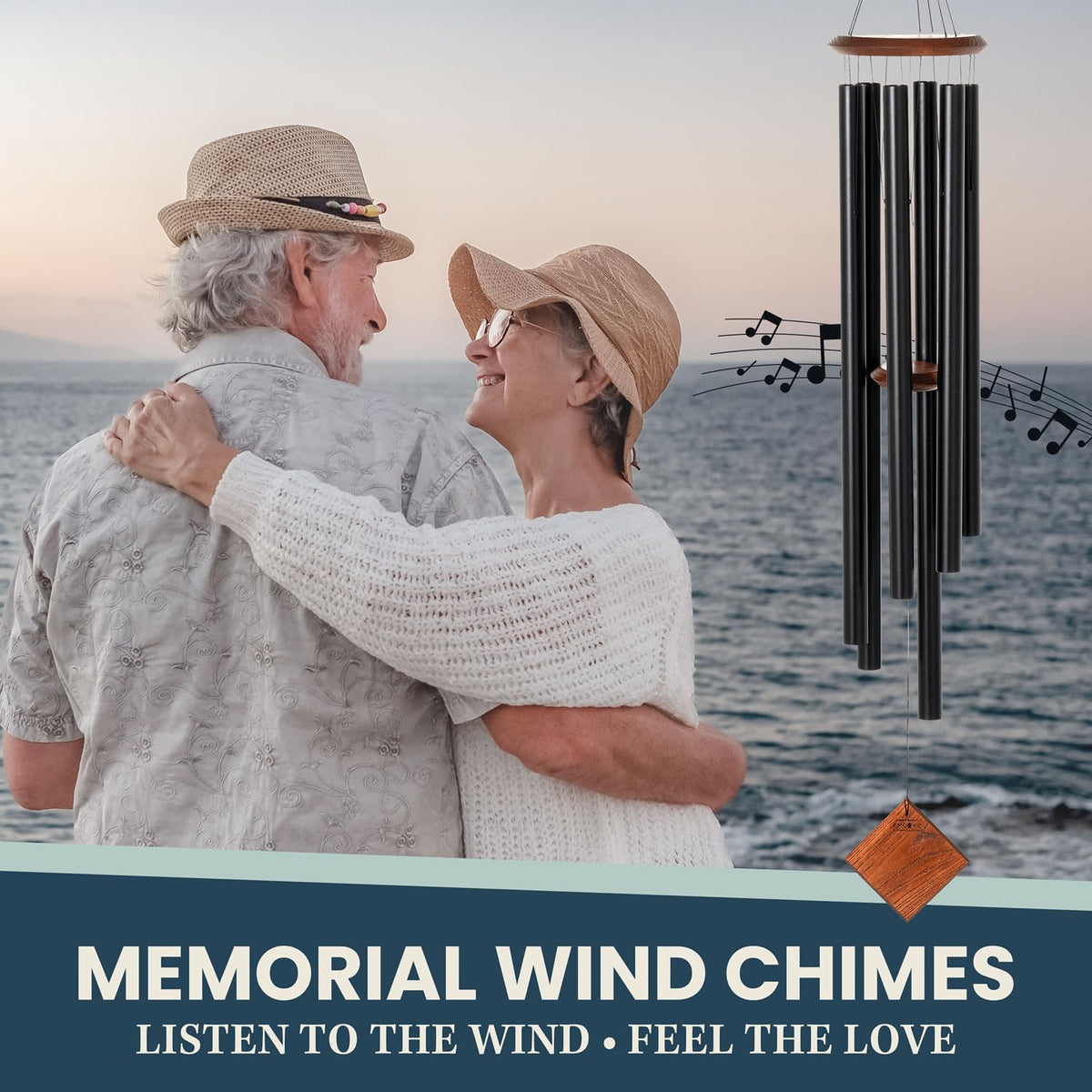 Neptune Wind Chime for Outside 54" Large Black (54" Black)