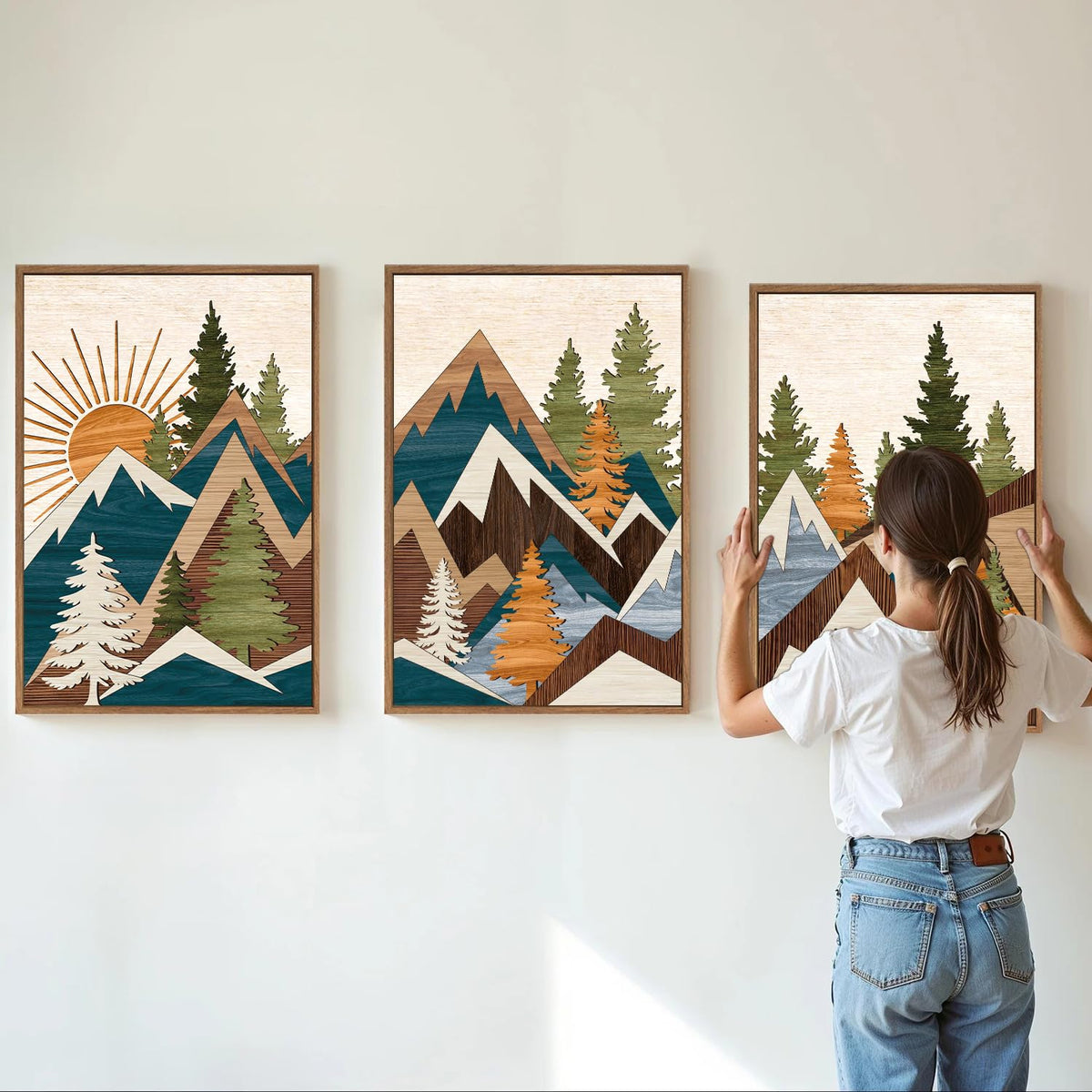 Large Mountain Framed Canvas Wall Art (Sunrise Mountain / 24"L x 16"W)