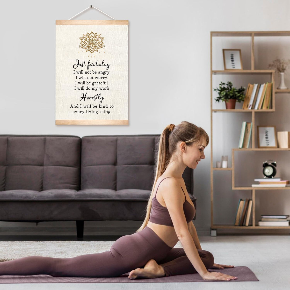 Boho Lotus Wall Art Poster (Beige-1)