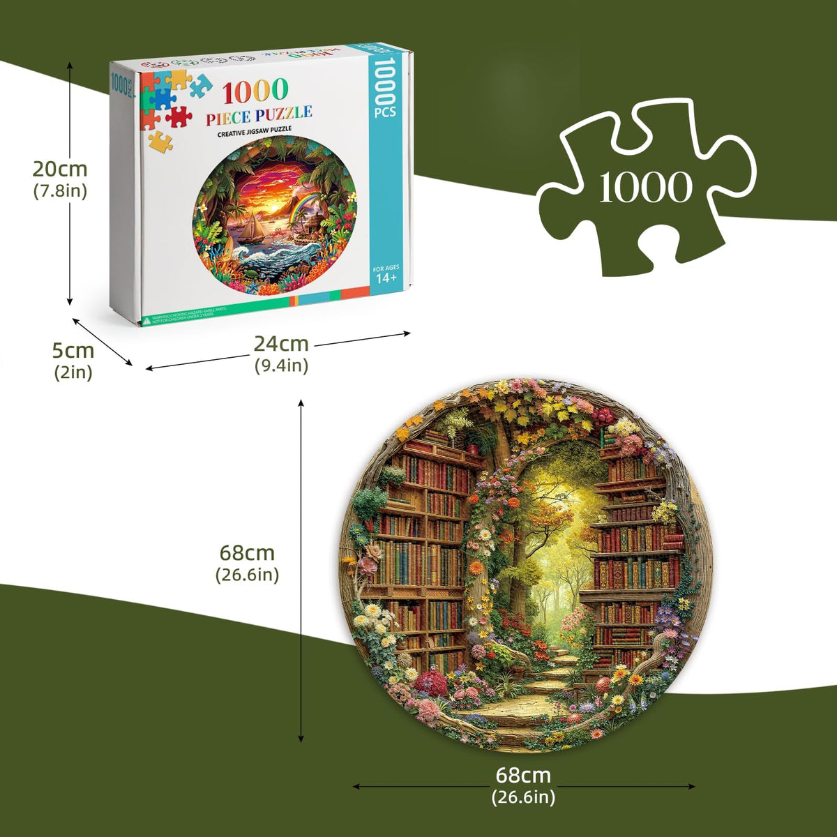 1000 Piece Round Jigsaw Puzzle for Adults (E-forest Library)