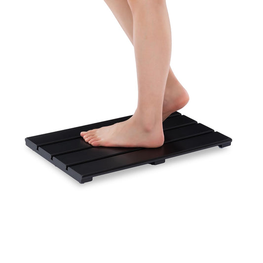 Small Bamboo Bath Mat (Black / 15.8" x 10.2" (Rectangular))