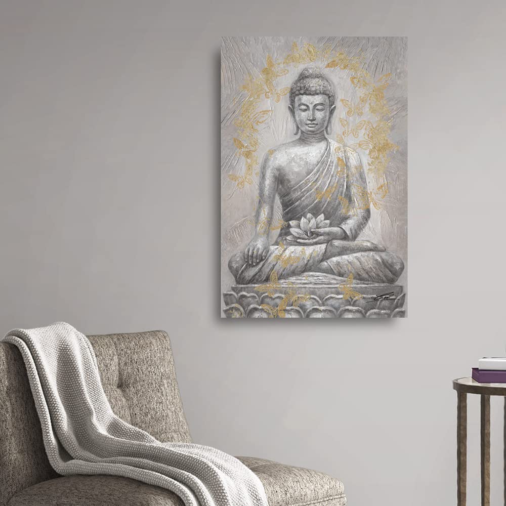 Buddha Canvas Wall Art Gold (24"L x 16"W / Brown Mandala Buddha)