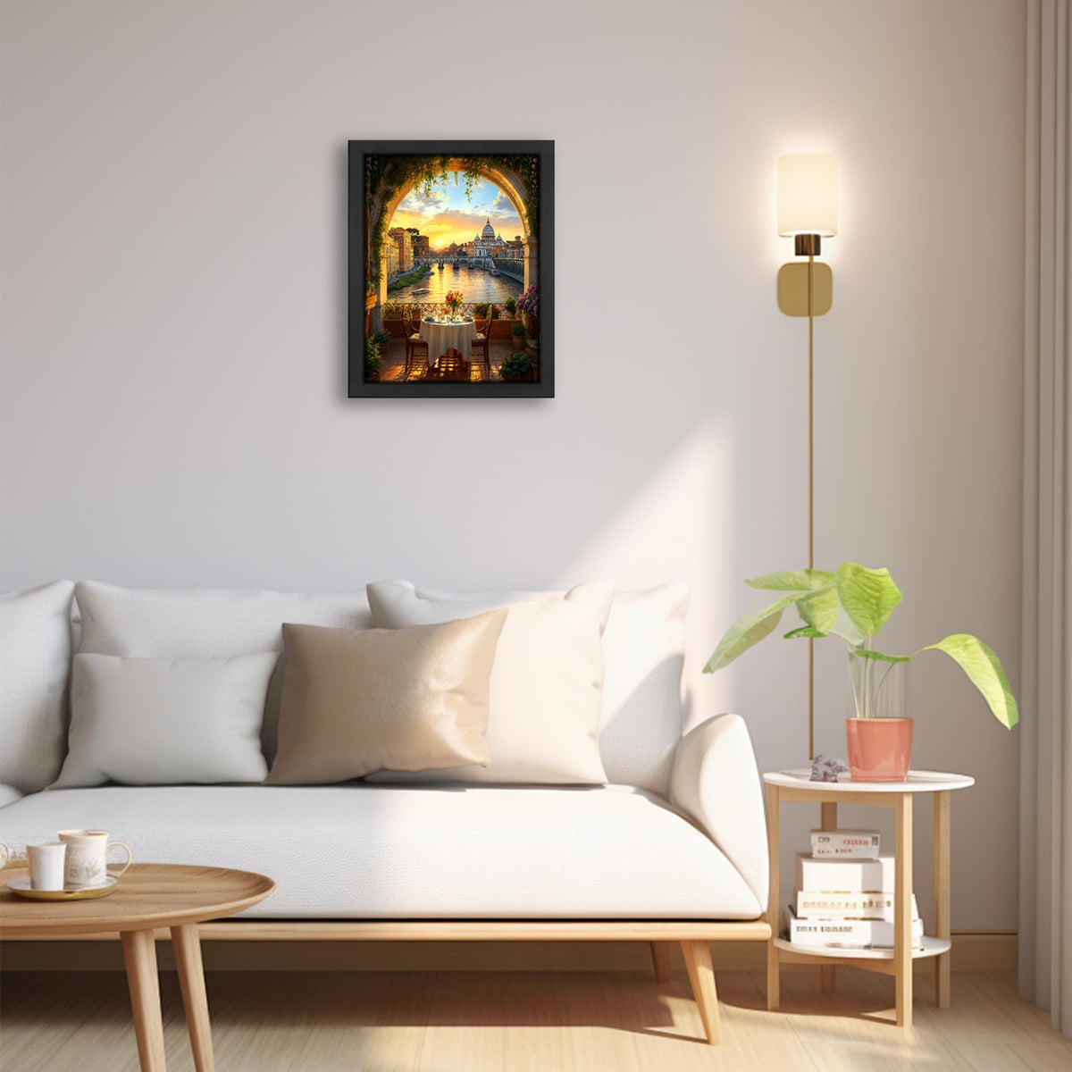 Rome Tiber River Decor Wall Art (Wall Art Framed 40 / 24"L x 16"W)