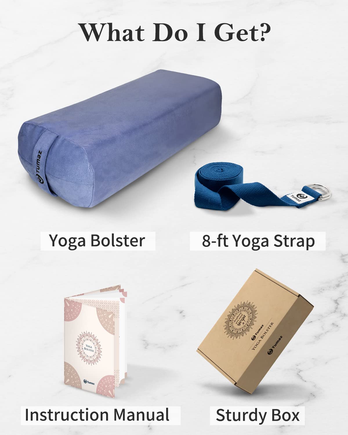 Yoga Bolster Set (Classic Blue / 27.6" x 9.8" x 5")