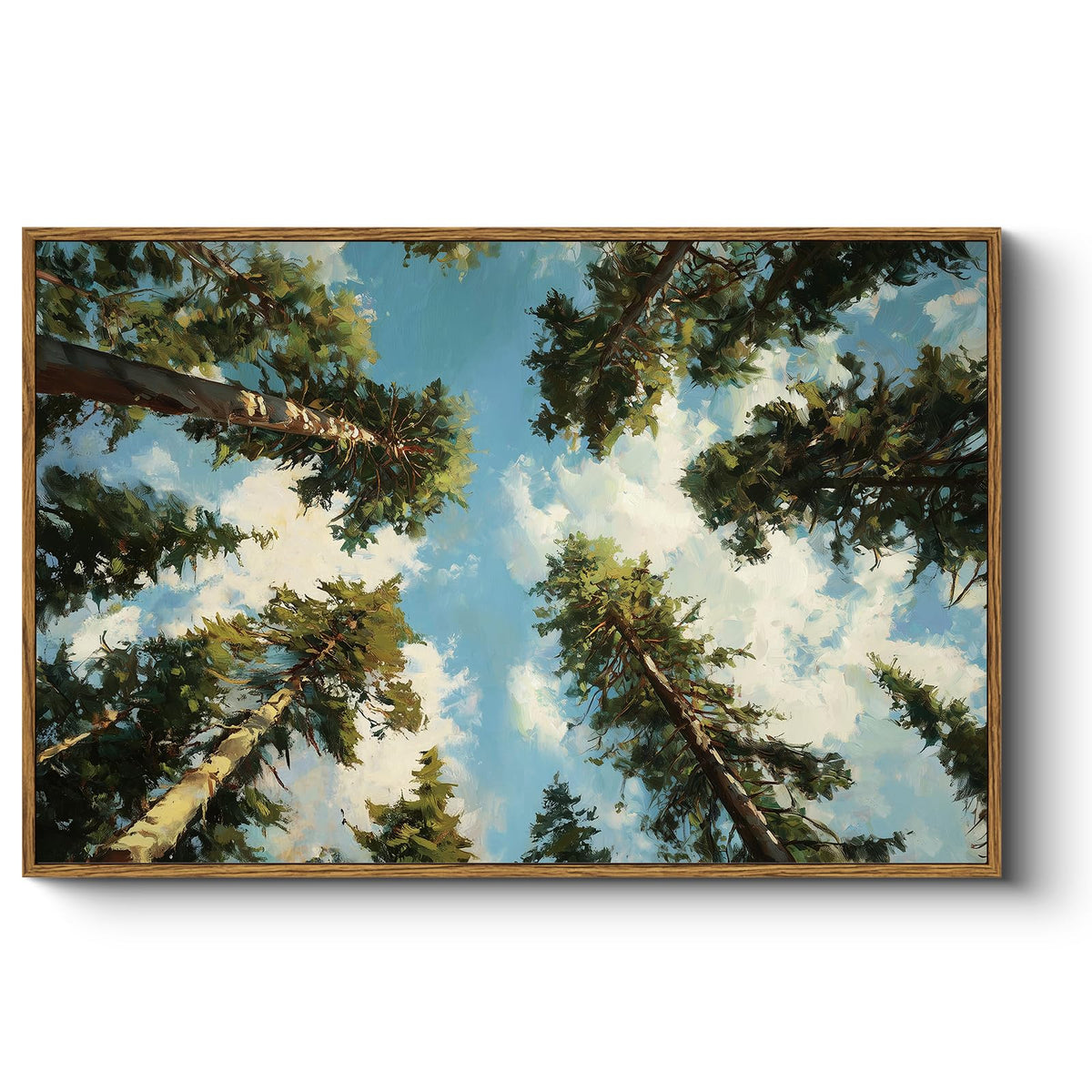 Large Framed Forest Woodland Wall Art 16x24 Inch (The Sky and Forest / 24"L x 16"W)