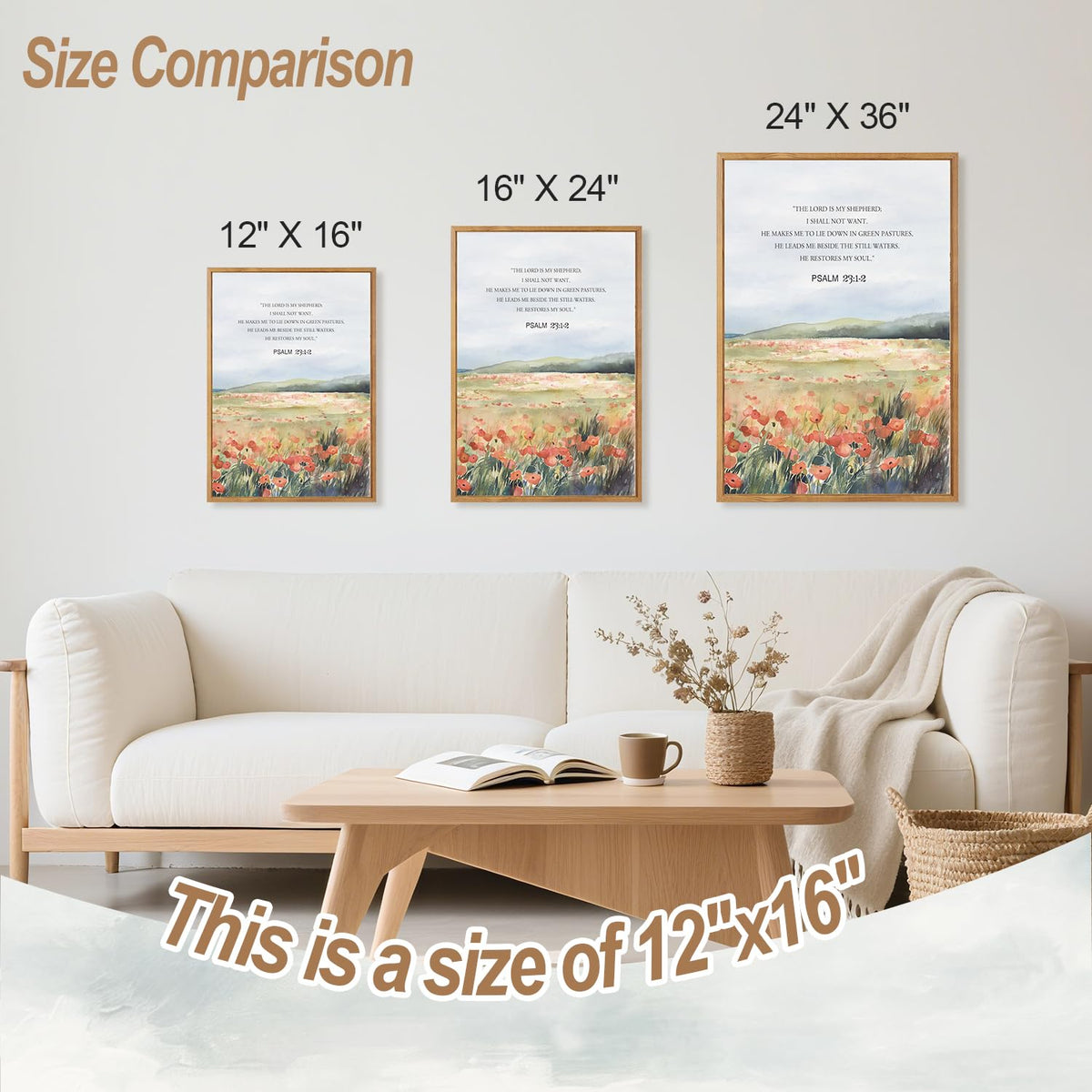 Biblical Verses Floral Framed Canvas Wall Art Set Of 3 (Bible verses wall art)