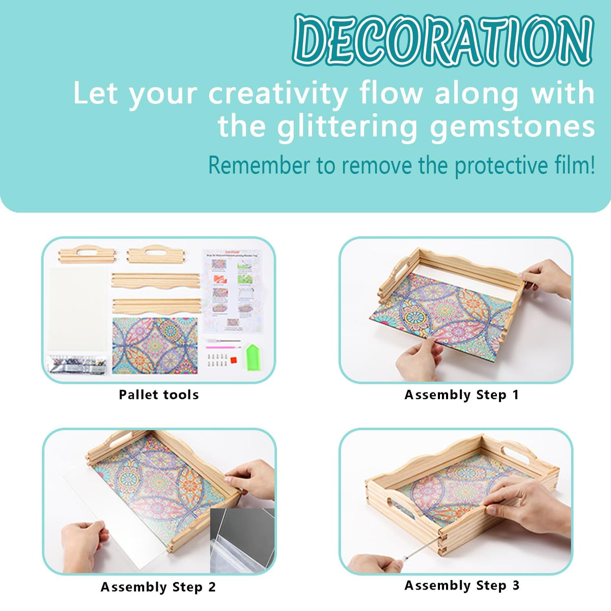 DIY Diamond Painting Serving Tray with Handle for Adults 5D Diamond Art Kits for Beginners Full Drill Diamond Dots Gem Arts and Crafts Special Shape Living Room 12 x 16 Inches Mandala (Mandala Big E)