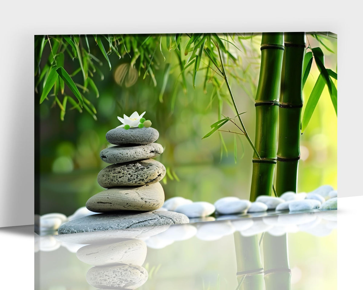 Zen Wall Art Zen Stone Canvas Art Prints for Meditation Office Decor (Zen Stones Canvas Frame-12 / 40"L x 28"W)