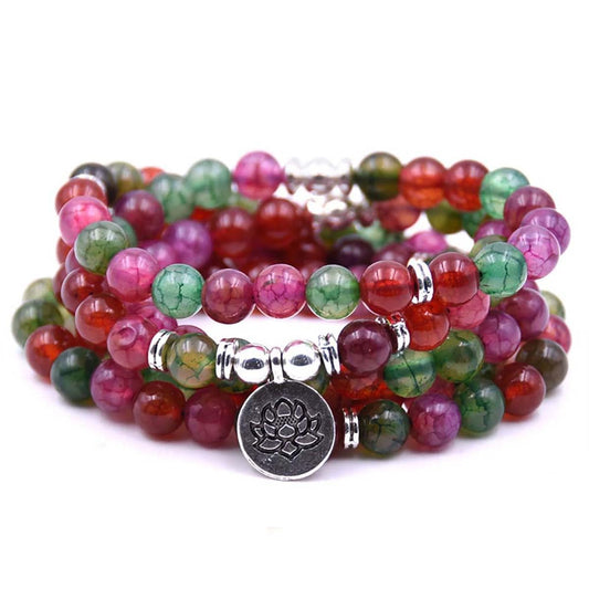 108 Mala Beads Bracelet Necklace (Rainbow Tourmaline)