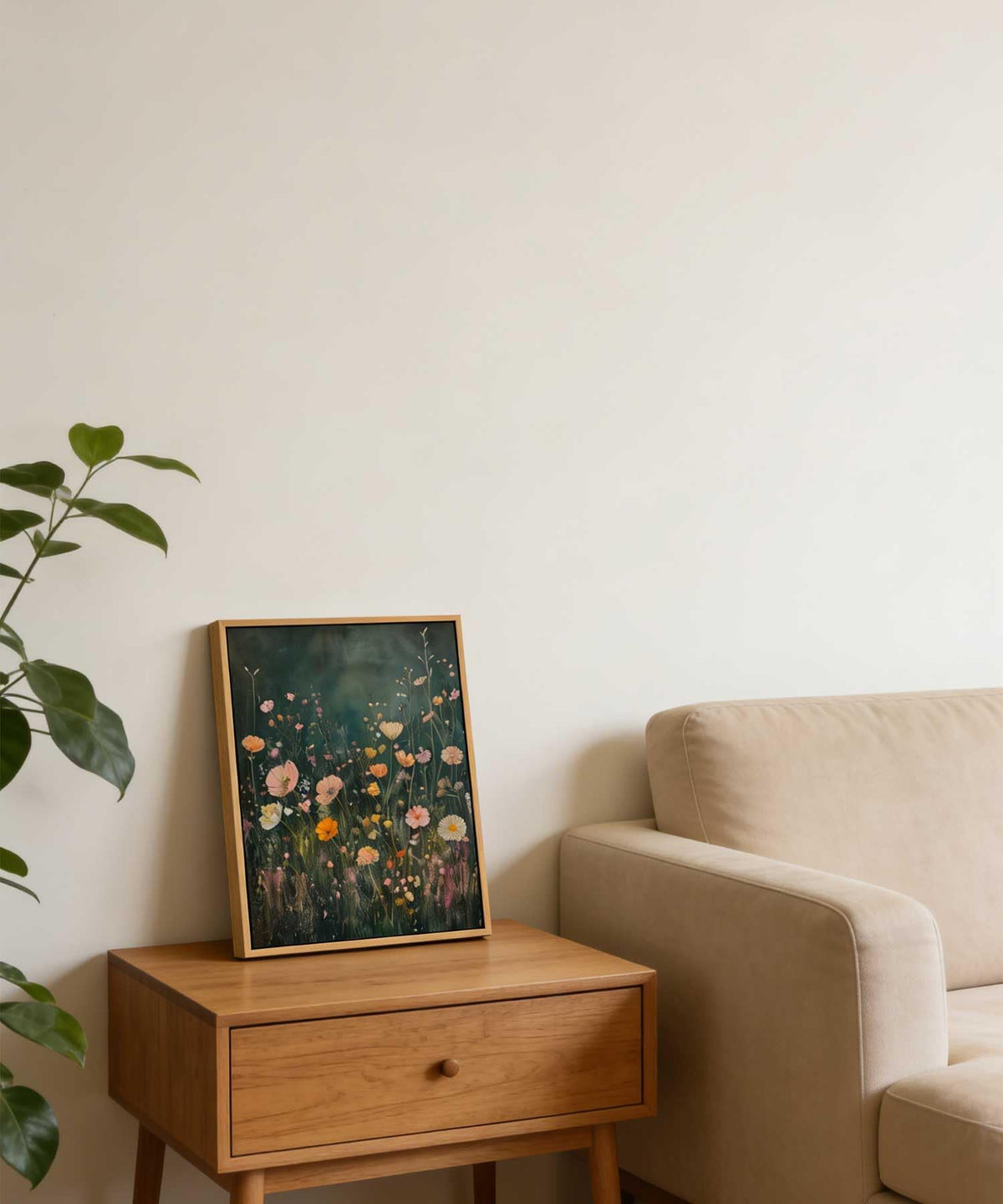 Framed Dark Moody Wildflower Wall Art Vintage Botanical Wildflower Field Floral Poster Print Nature Landscape Aesthetic Picture Wall Decor for Bedroom Living Room Home Decoration 8x10in (Wildflower / 10"L x 8"W)