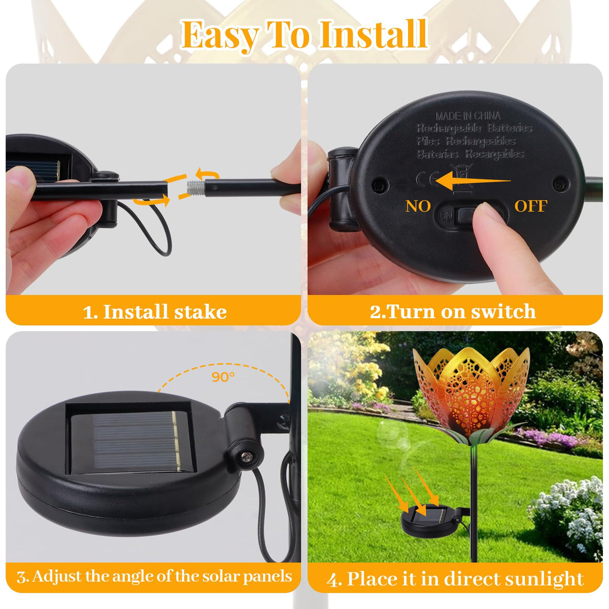 Outdoor Solar Tulip Light (Orange Tulip - 2pcs)