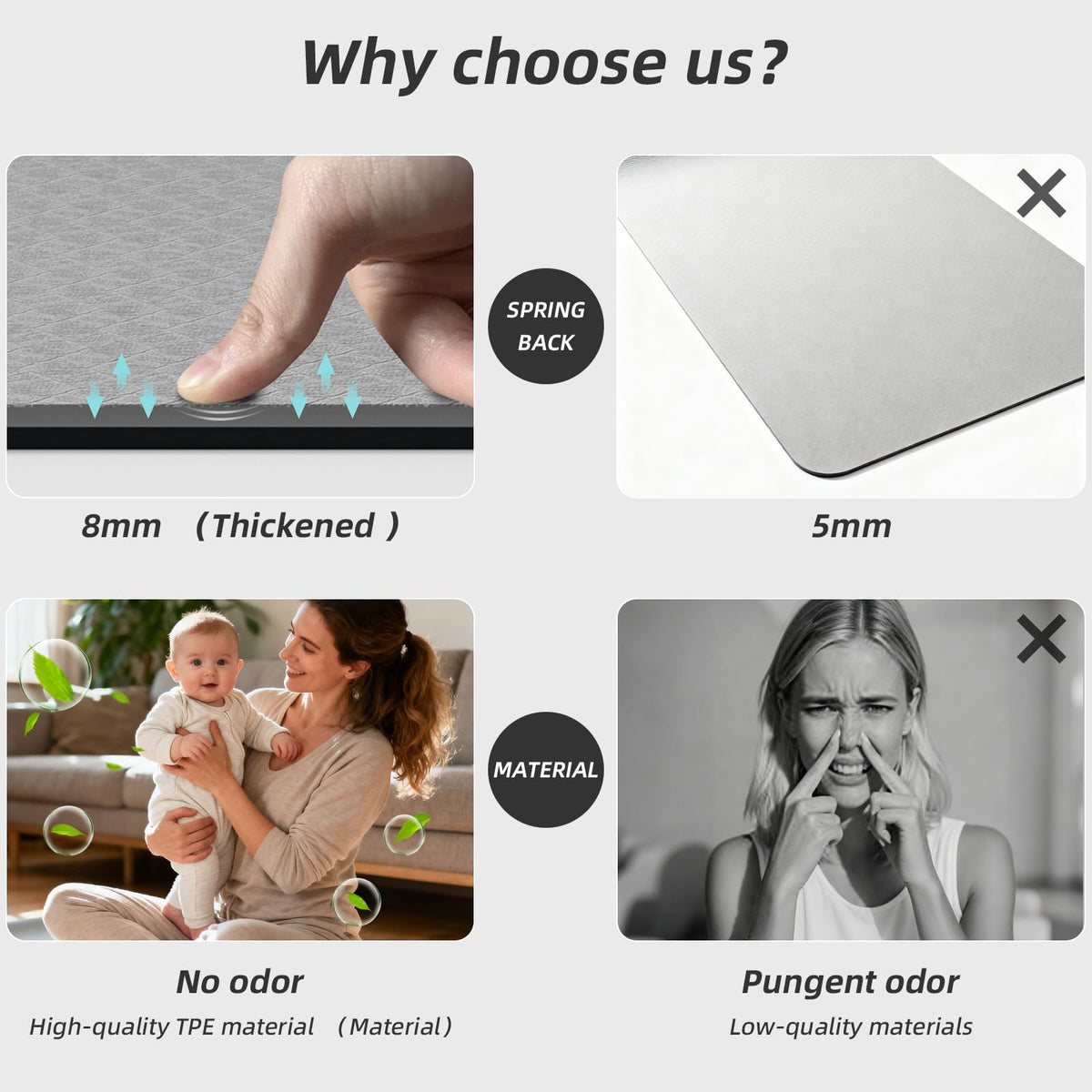 Yoga Mat Thick (Grey + Black)