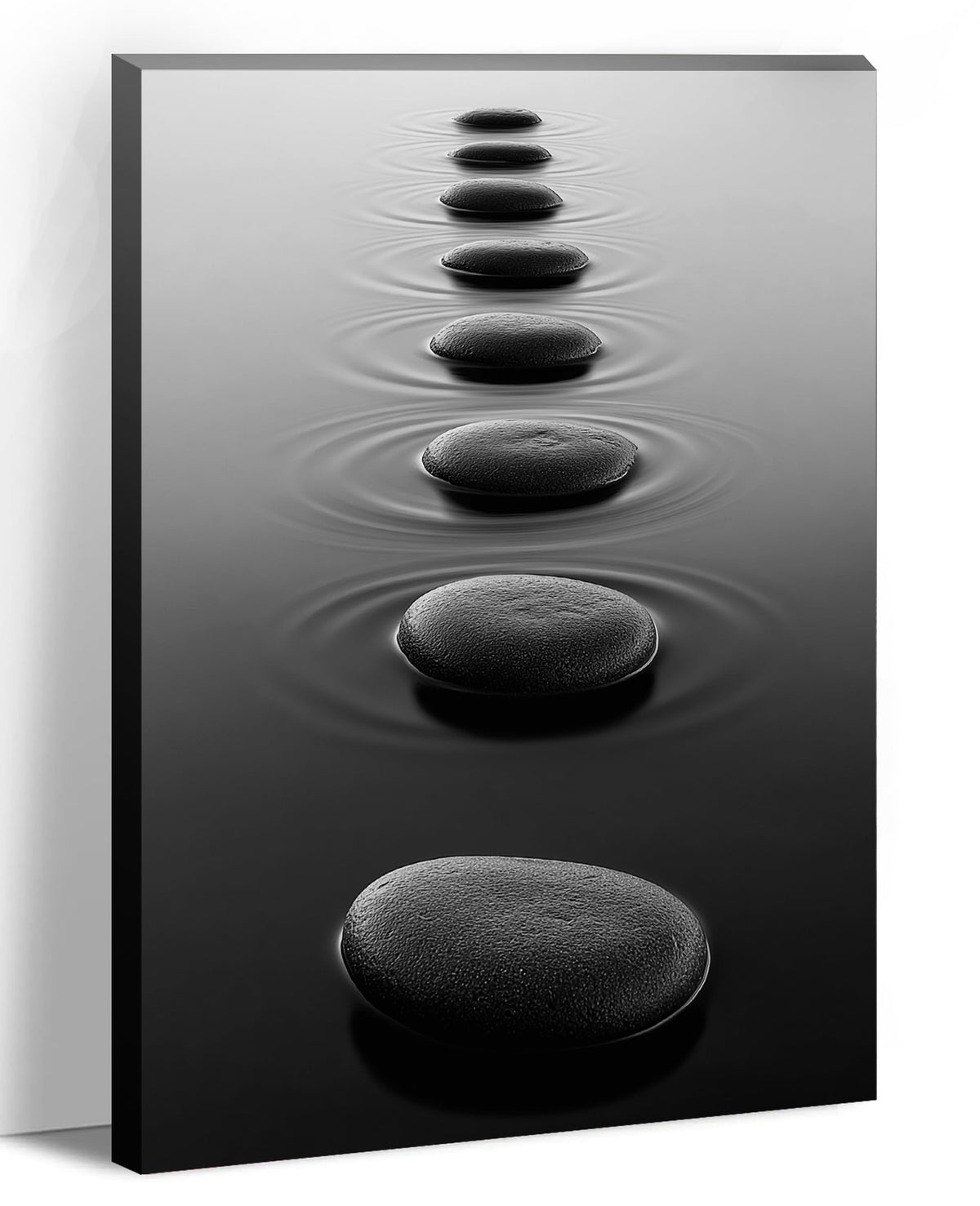 Zen Wall Art Bathroom Decor Black and White Canvas Prints Spa Stones on Water Picture Peaceful Scenery Artwork for Home Decor Frmaed (Zen-3 / 42"L x 28"W)