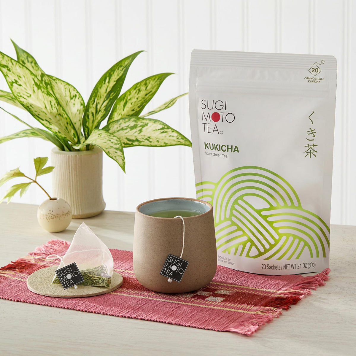 Japanese Kukicha Stem Green 20 Tea Bags (20 Tea Bags (Pack of 3))