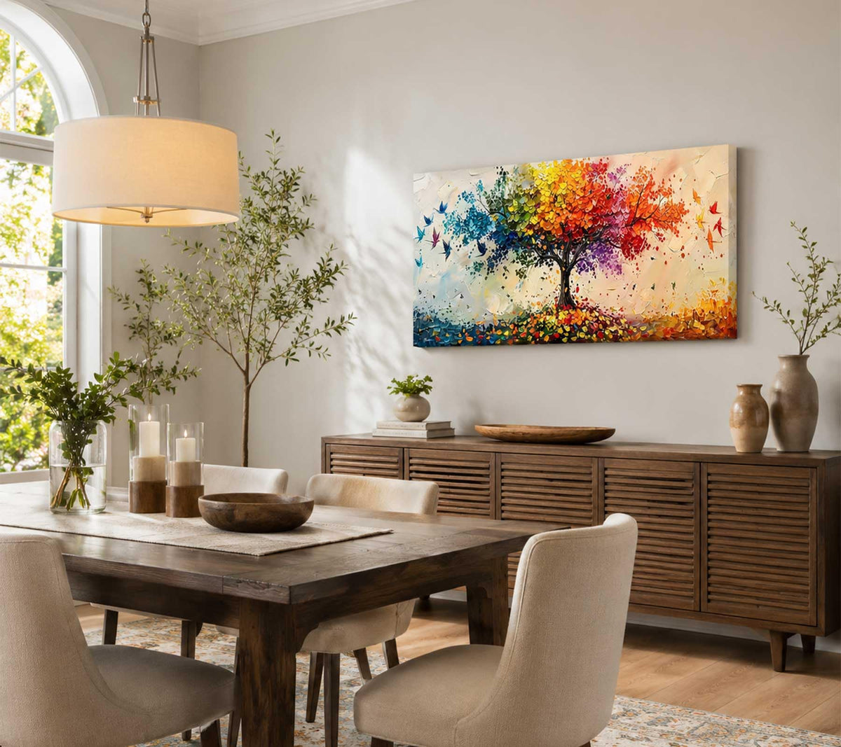 Large Colorful Tree of Life Canvas Wall Art (Colorful Tree / 40"L x 20"W)