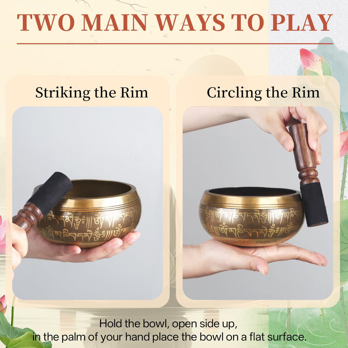 HandMade Meditation Singing Bowl (5 inch Flower)