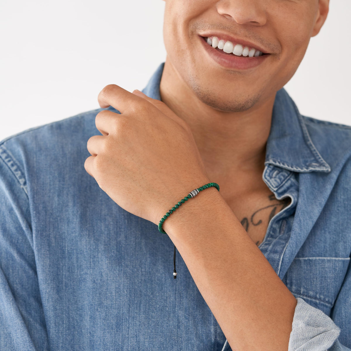 Men's Beaded Bracelet (Malachite/Green)