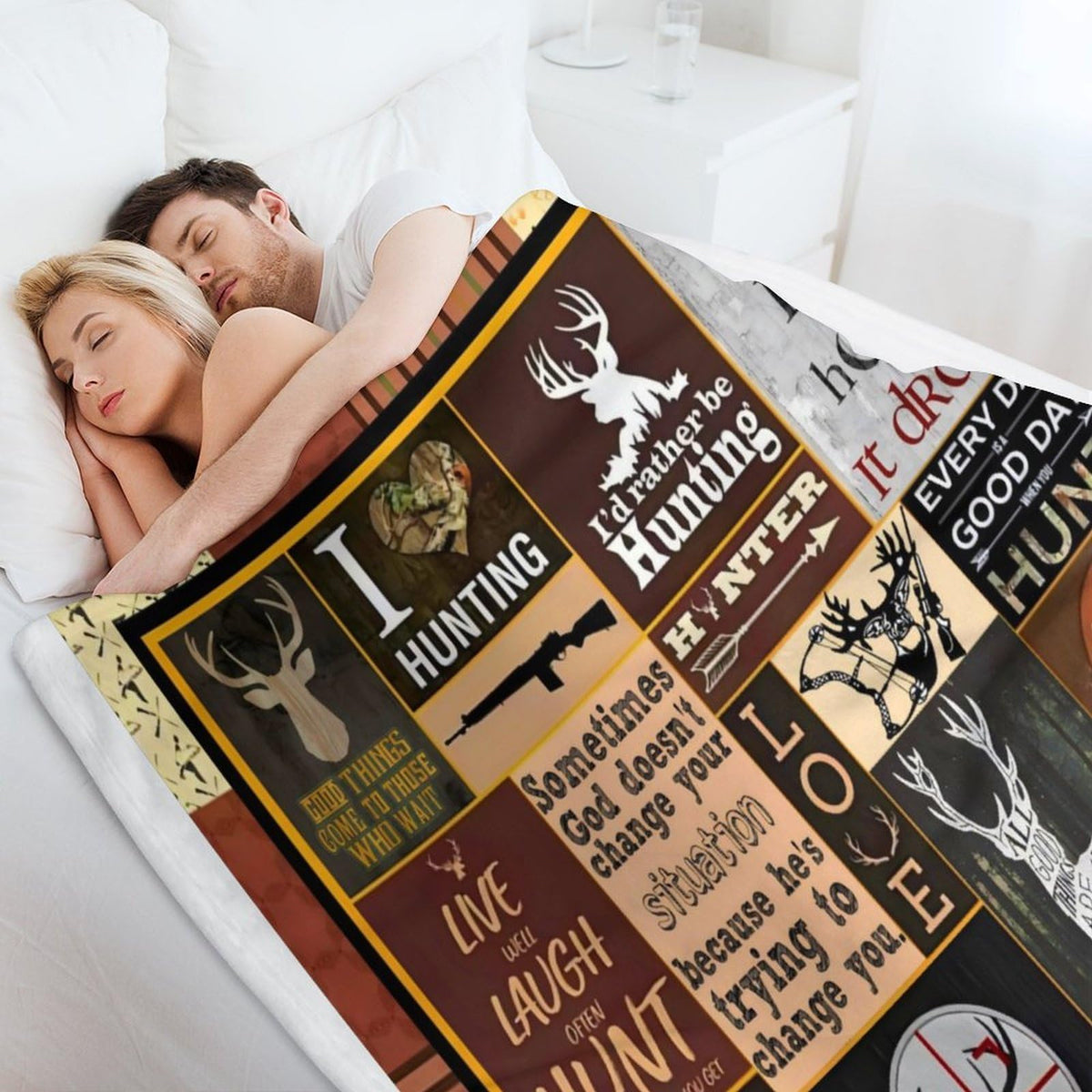 Deer Hunting Blanket Elk Gifts for Men Hunter Deer Lovers Decor Pictures Blanket Super Soft Cozy Forest Fleece Blankets for Sofa Bed Camping 60"x80" (60"x80" / Hunting)