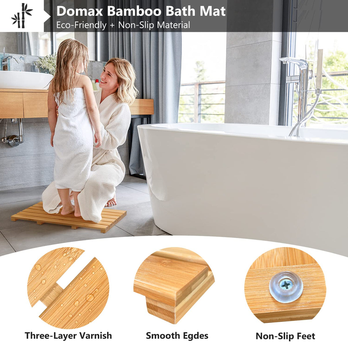 Bamboo Bath Mat (Natural / 21.3" x 14.2" (Rectangular))