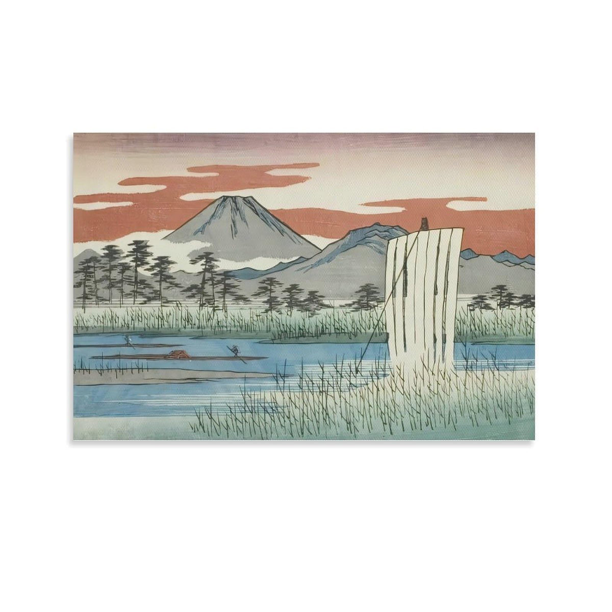 Utagawa Hiroshige Sagami River Mount Fuji Landscape Canvas Printing Wall Art Japanese Ukiyo E Prints Vintage Posters Minimalist Wall Decor for Living Room Bedroom Office 12x18inch (style-1 / 12x18inch(30x45cm) Unframe)