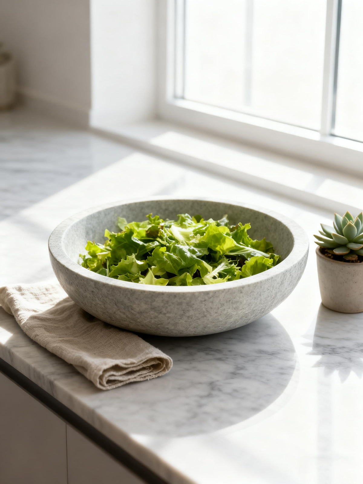 White Travertine Bowl (White)