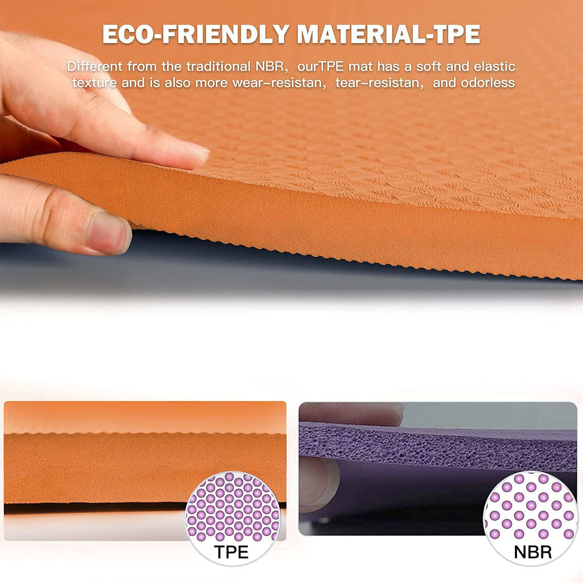 4 5 inch TPE Yoga Mat Fitness & Exercise Mats Large Size 72"L x 32"W Non (Orange)