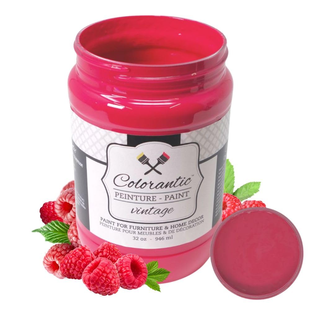 Red Raspberry Vintage Chalk Based Paint for DIY Furniture and Home Decor Craft Art (Raspberry / 32 Fl Oz (Pack of 1))