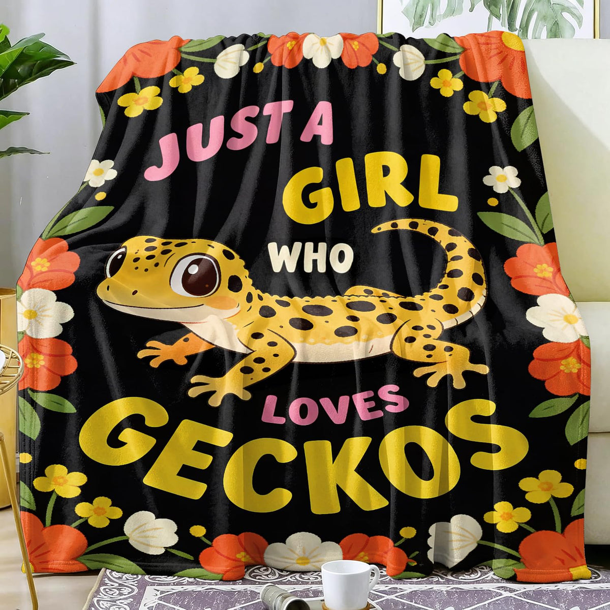 Gecko Fleece Throw Blanket Reptile Lizard Blanket Gifts Room Decor 60"x80" (Gecko / 60"X80")