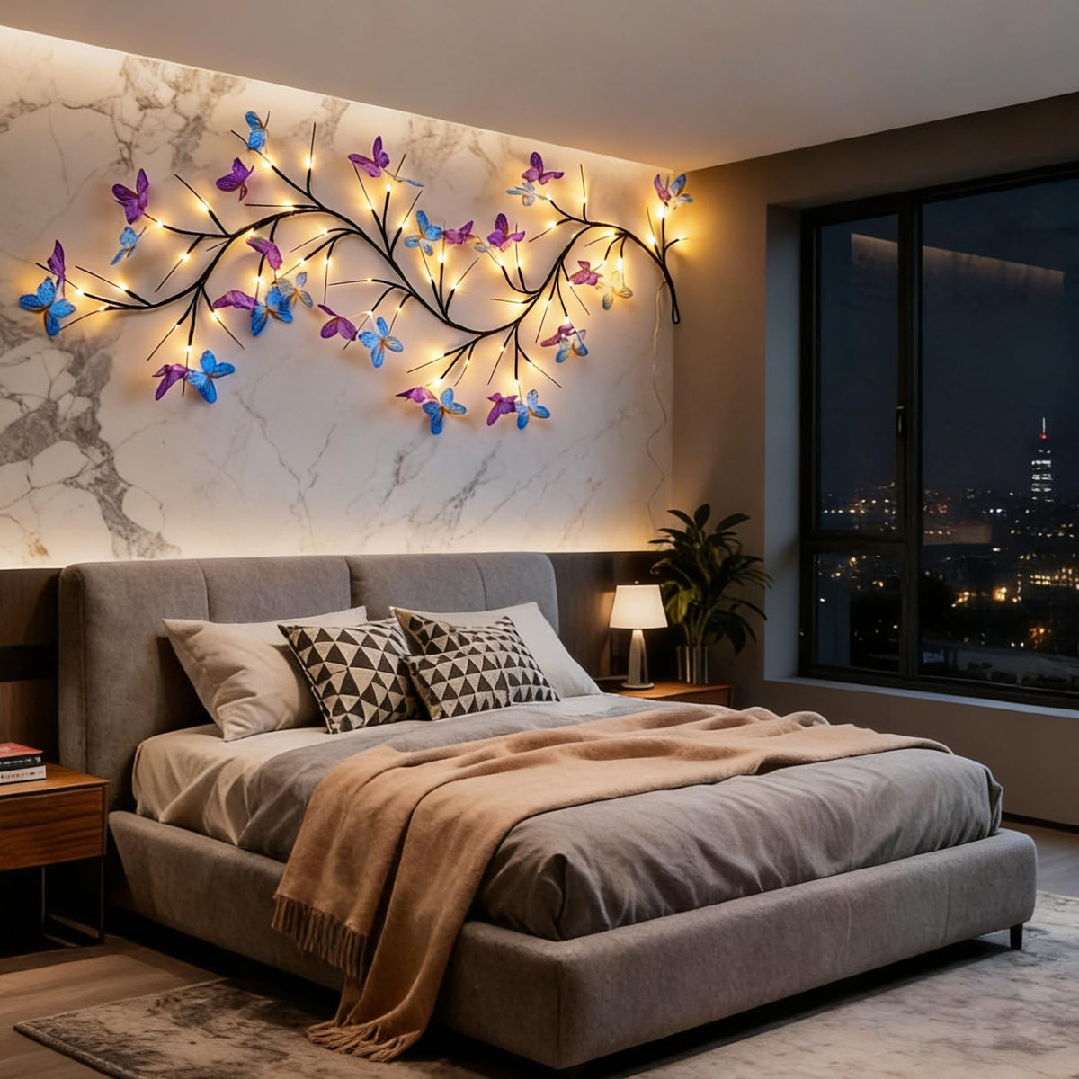 Willow Vine Light with Butterfly 48LED 5.9FT Enchanted Wall Decoration Vine Lights 8 Light Modes for Indoor Home Wall Decoration (5.9FT)