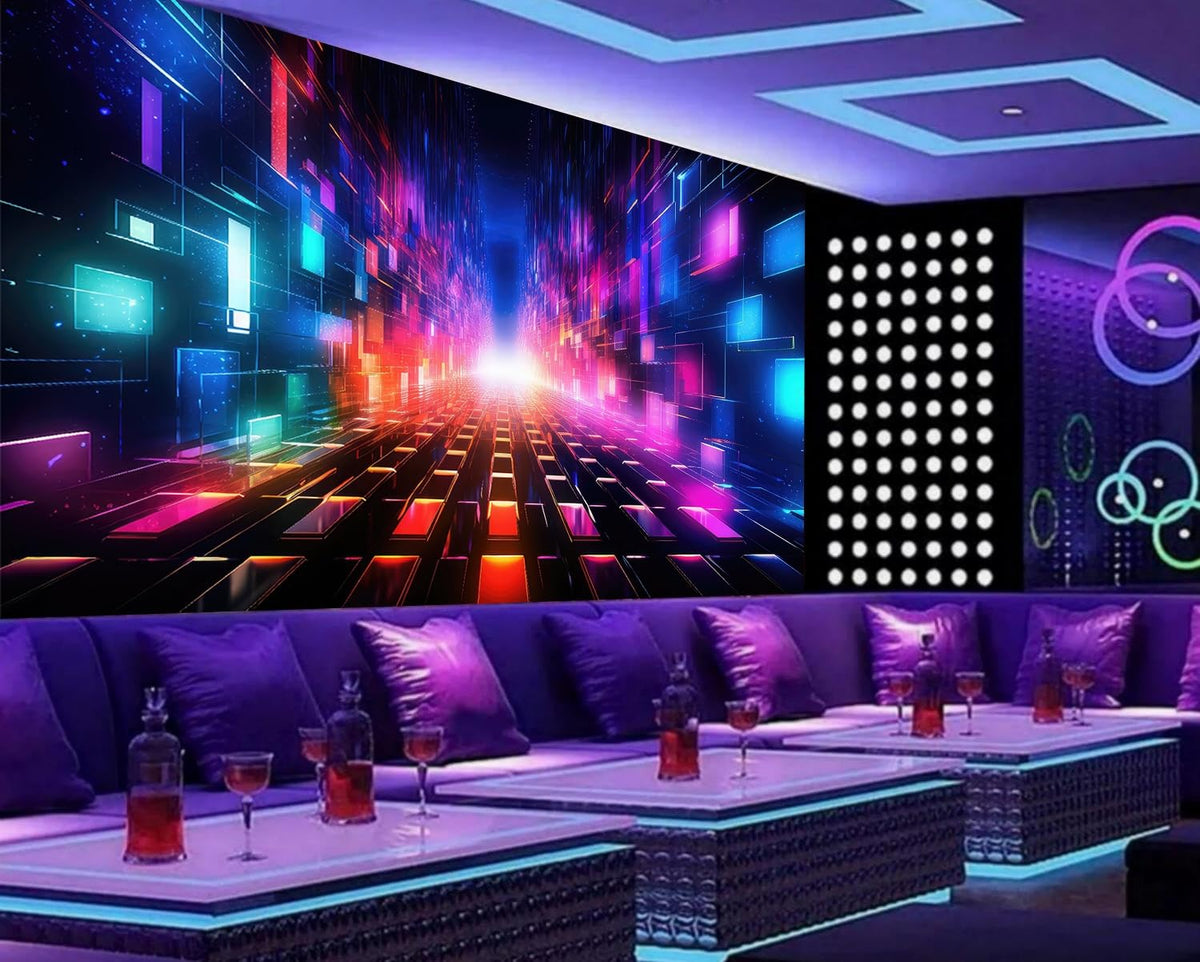 Peel and Stick Wall Mural Wallpaper Night Club 157"×108" Decor K03 (K03 / 157" x 108")
