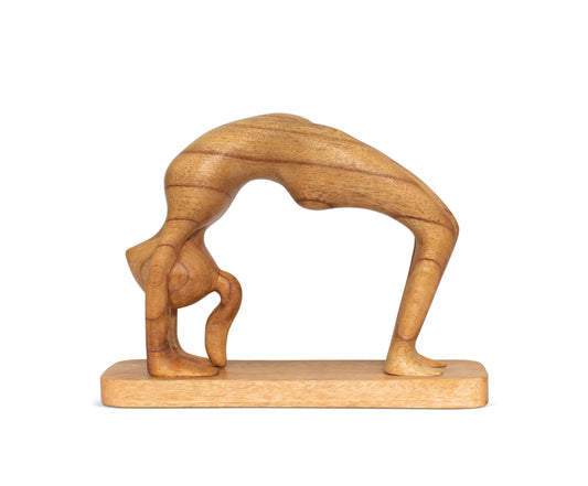 10" Wooden Handmade Abstract Sculpture Art Decorative Home Decor Handcrafted Figurine Accent Decoration Artwork Hand Carved (Wheel Pose)
