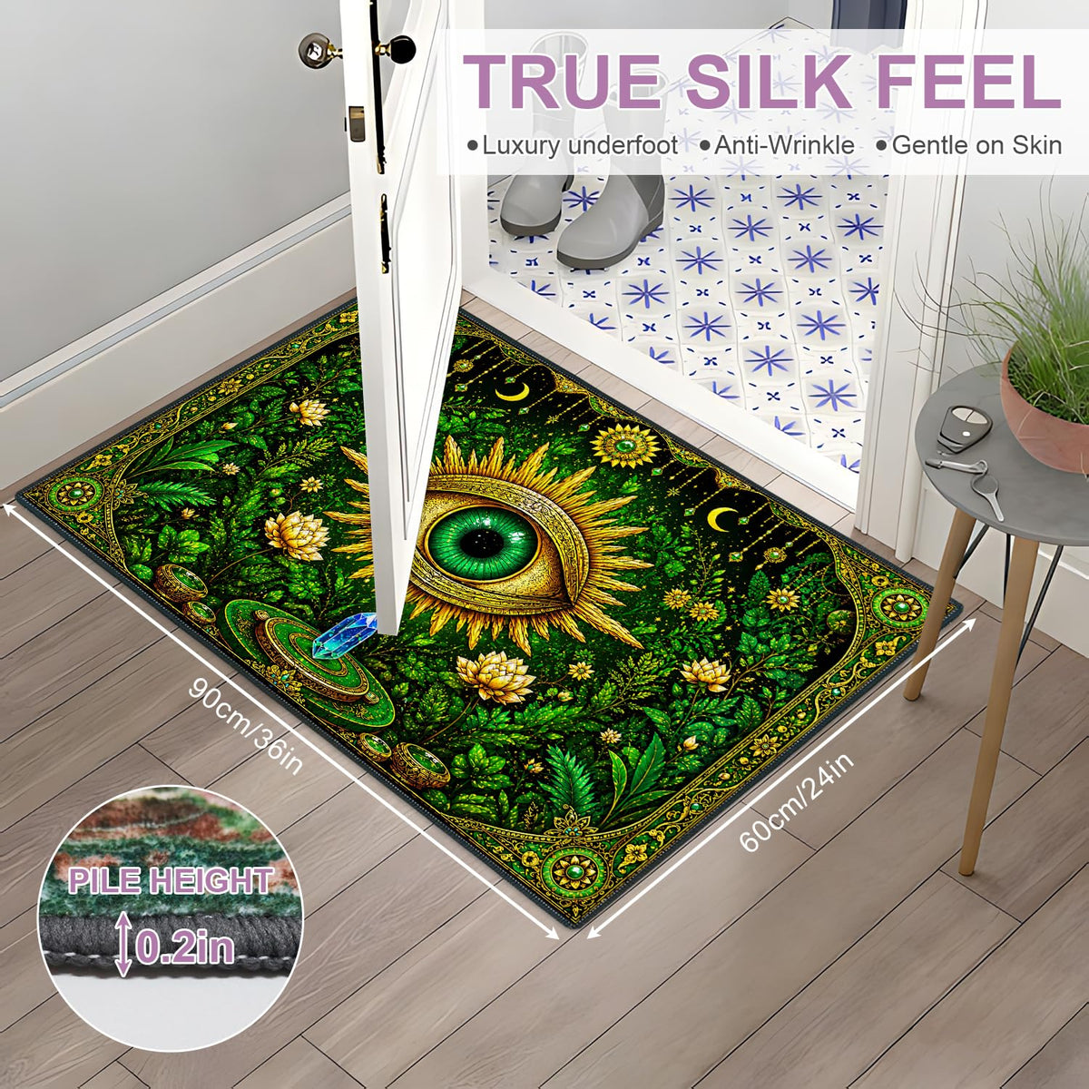 Washable 2x3 Entry Rug Mystic Boho Evil Eye Area Rug (44 / 2' x 3' (Rectangular))