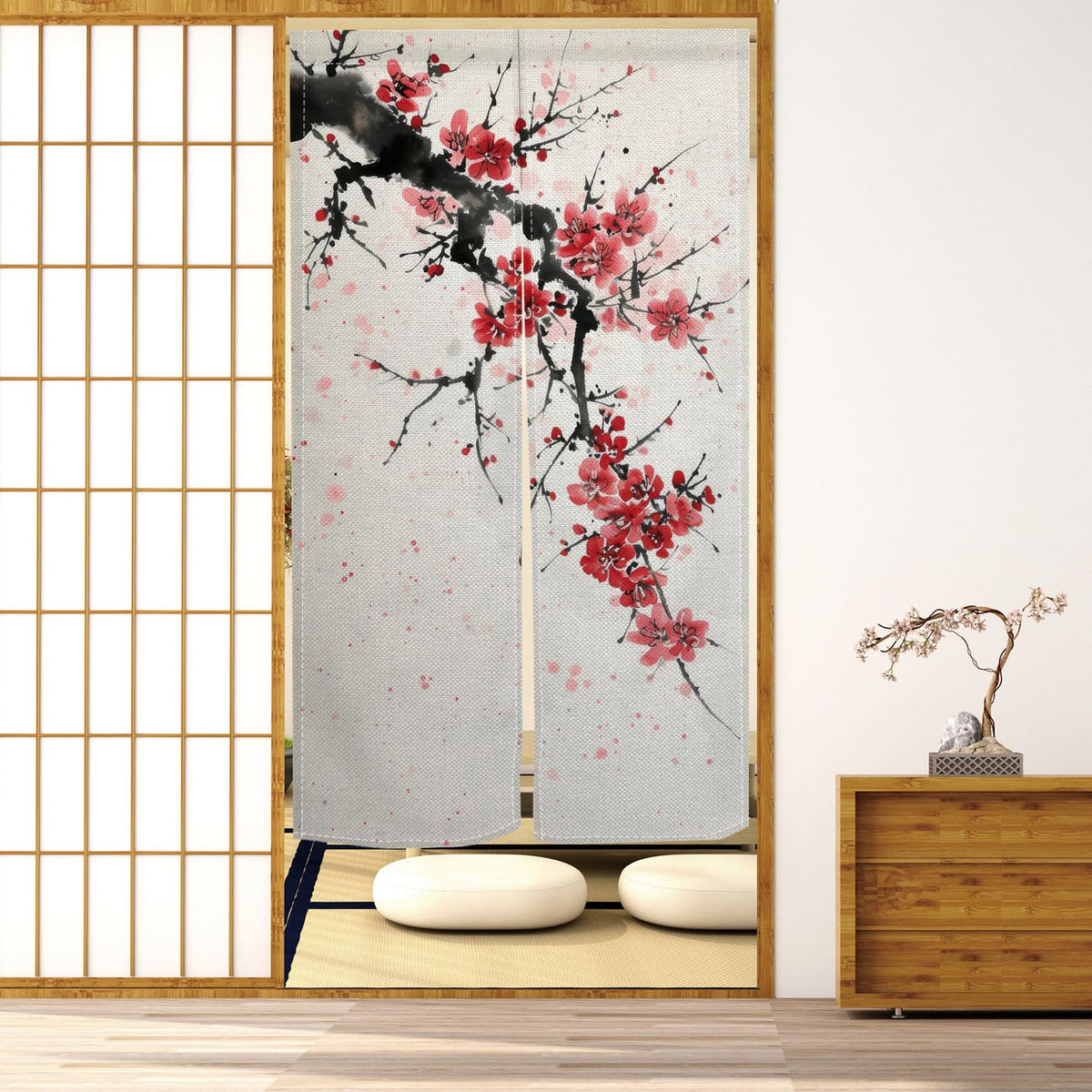 Japanese Noren Doorway Curtain (Red)