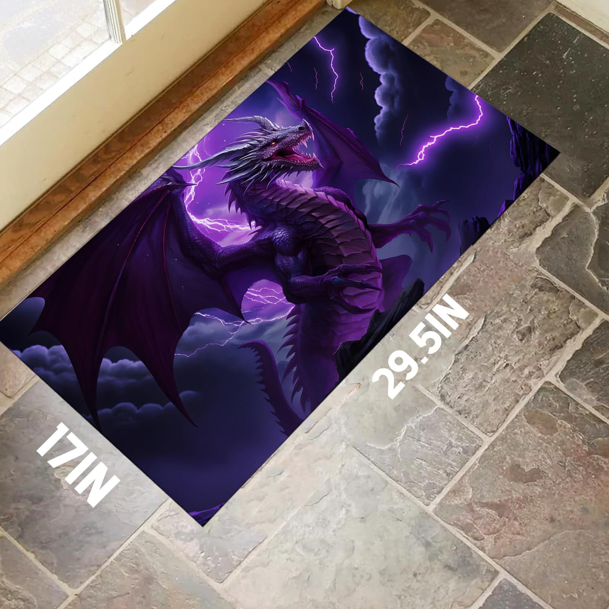 Fierce Purple Dragon Indoor Door Mat (Dragon 01)