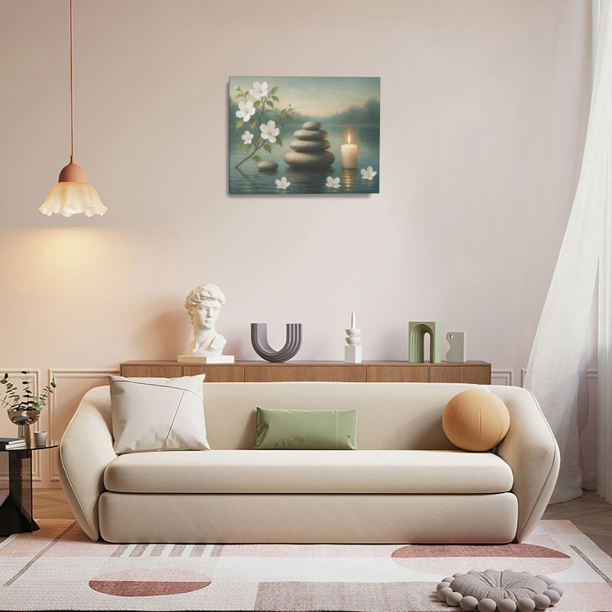 Zen Wall Art Zen Bathroom Wall Decor Spa Room Meditation Peaceful Pictures Decoration Spiritual Stone Canvas Painting Artwork Framed for Bathroom Living Room Bedroom Office 16"x20" (Zen / 20L"×16W")