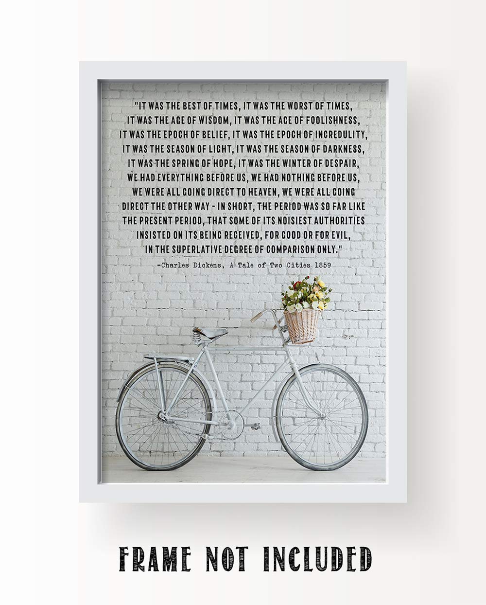 Charles Dickens Inspirational Quotes Wall Art Decor (Vintage Bike)