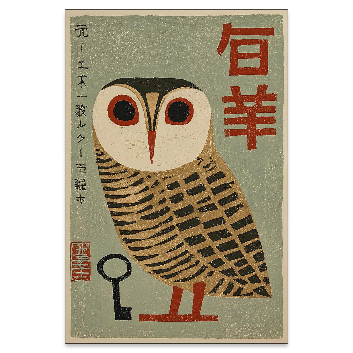 Japanese Animal Poster Prints Vintage Owl Canvas Wall Art Minimalist Bird Painting Nature Rustic Artwork 24x36in Unframed for Mid Century Lndie Room Bedroom Living Room Gallery Decor (Unframed / Japanese Wall Art / 36"L x 24"W)