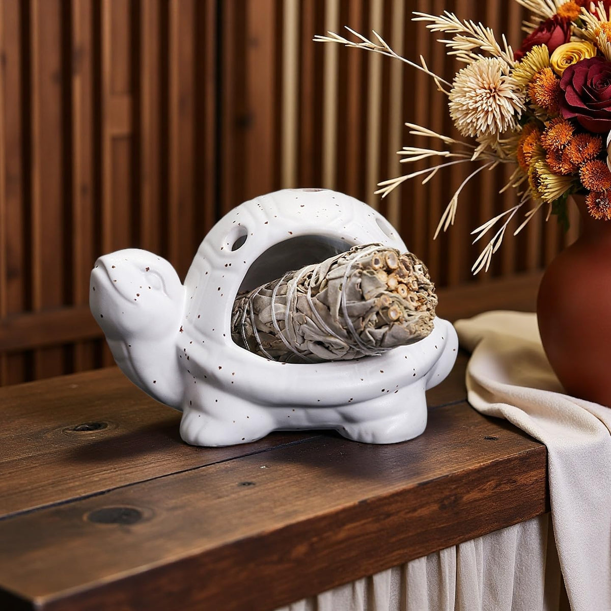 Turtle Palo Santo Holder Ceramic Palo Santo Burner Sage Holder for Burning (D)